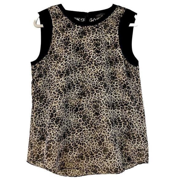 Vince Camuto Sheer Top Liner in Leopard Tank Medium - Picture 1 of 8